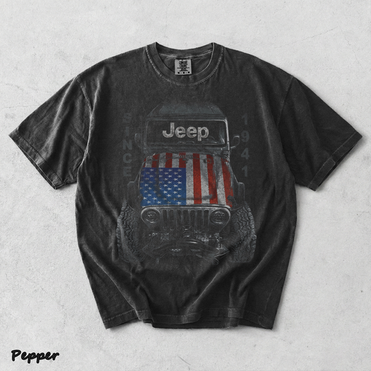 Jeep Big USA Classic Soft Cotton Crewneck T-Shirt 2 Sides Casual Wear Gift For - Pepper mockup
