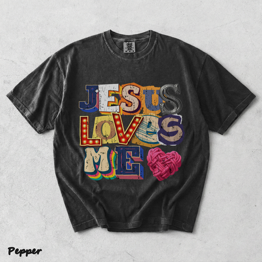 Jesus Loves Me Tee - Pepper mockup