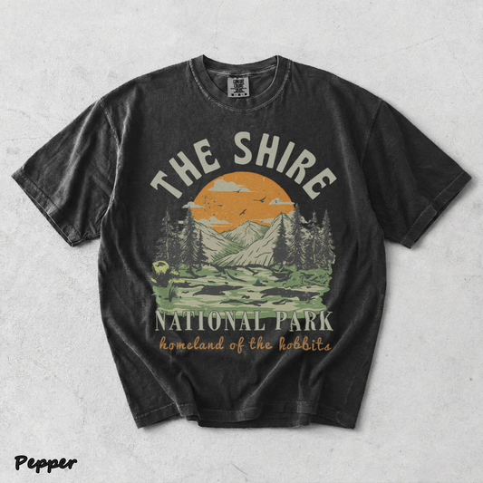 The Shire Lord of The Rings Graphic Tee - National Park - Pepper mockup
