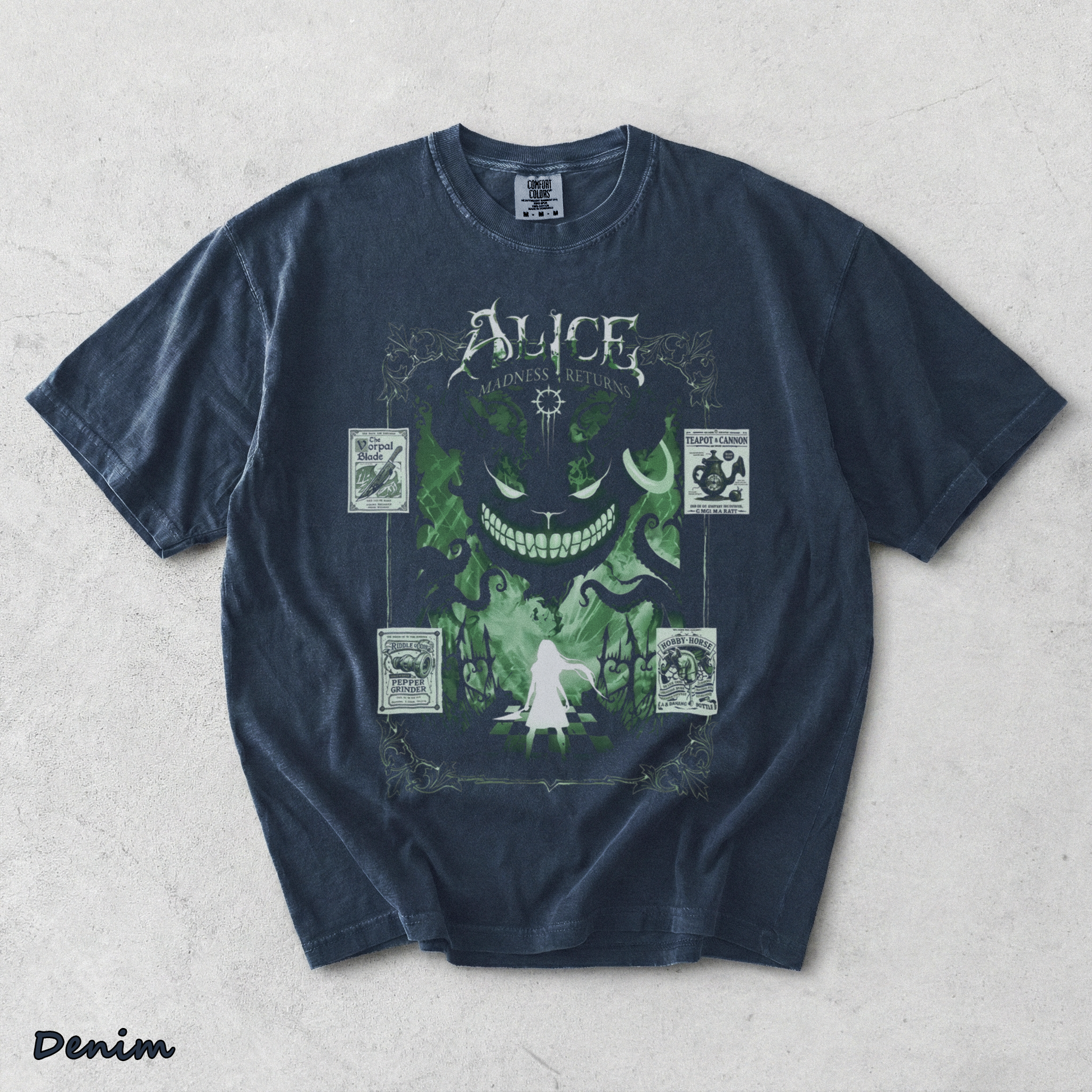 377048404237 Alice Madness back - Denim mockup