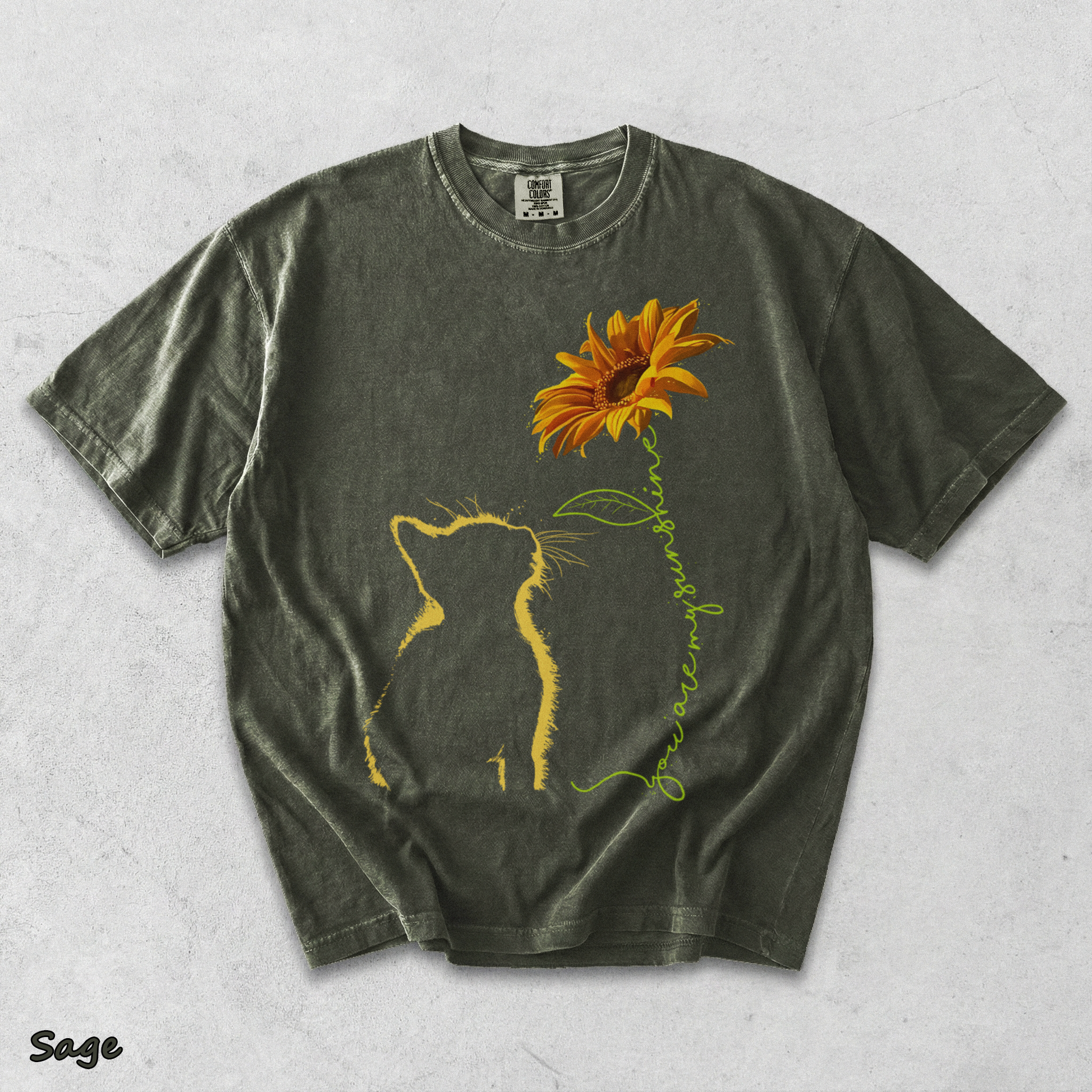 576801025326355412 Cat You Are My Sunshine T-Shirt Cats Tee Shirt - Sage mockup