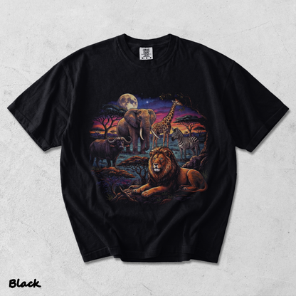 90s Safari Wildlife T-Shirt - Men & Women's Unisex Graphic Tee - Vintage Wildlif - Black mockup