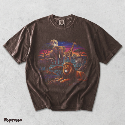 90s Safari Wildlife T-Shirt - Men & Women's Unisex Graphic Tee - Vintage Wildlif - Espresso mockup
