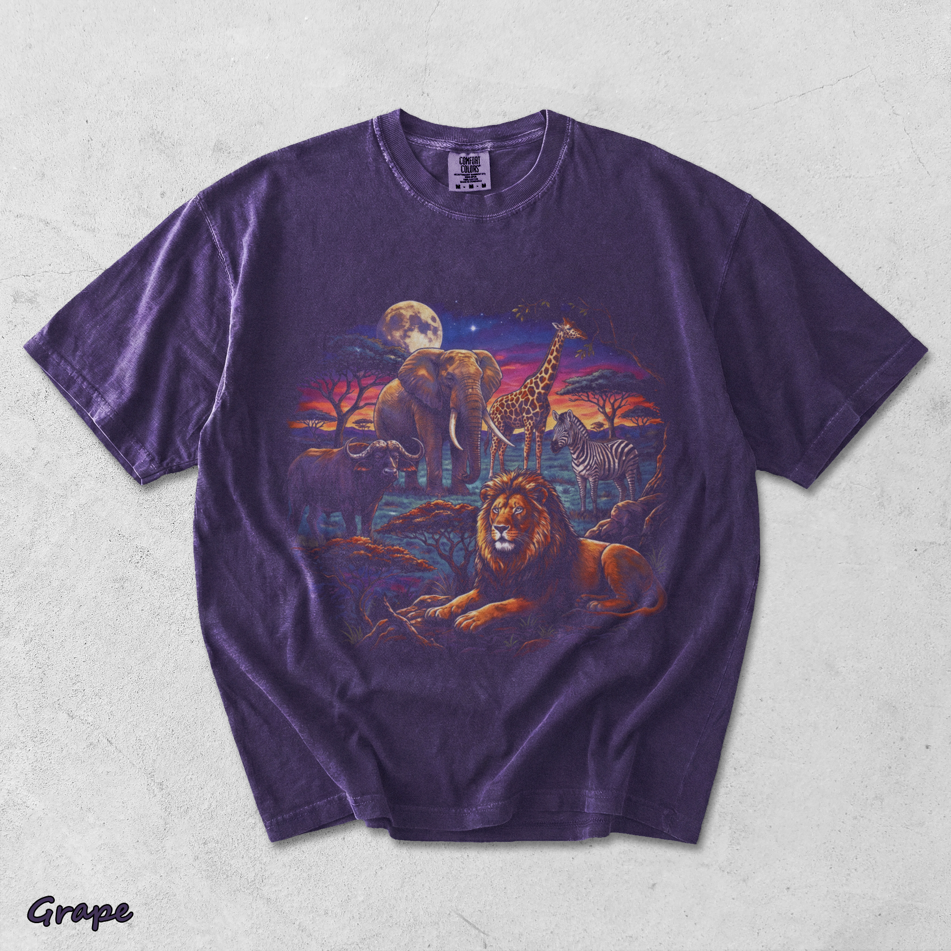 90s Safari Wildlife T-Shirt - Men & Women's Unisex Graphic Tee - Vintage Wildlif - Grape mockup