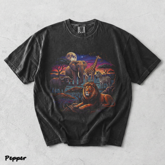 90s Safari Wildlife T-Shirt - Men & Women's Unisex Graphic Tee - Vintage Wildlif - Pepper mockup