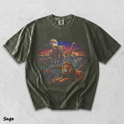 90s Safari Wildlife T-Shirt - Men & Women's Unisex Graphic Tee - Vintage Wildlif - Sage mockup