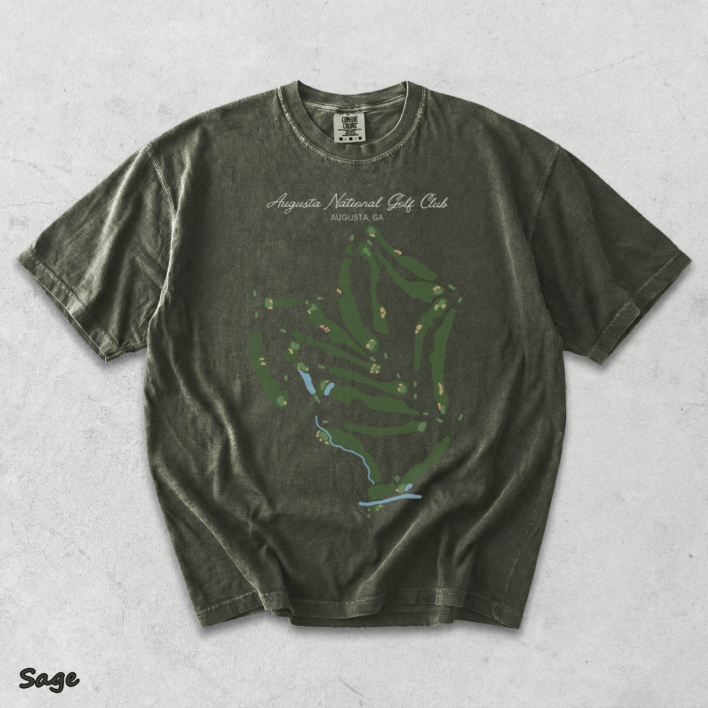 Augusta National Course Map Golf - Sage mockup