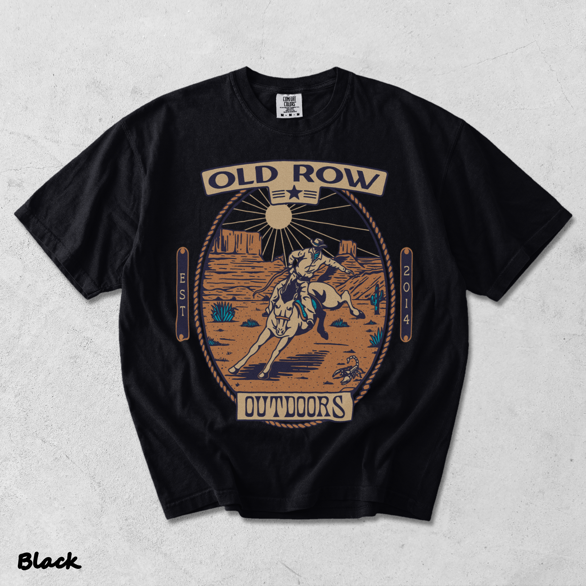 back Old Row Outdoors Cowboy Graphic Tee Old Row graphic t-shirt - Black mockup