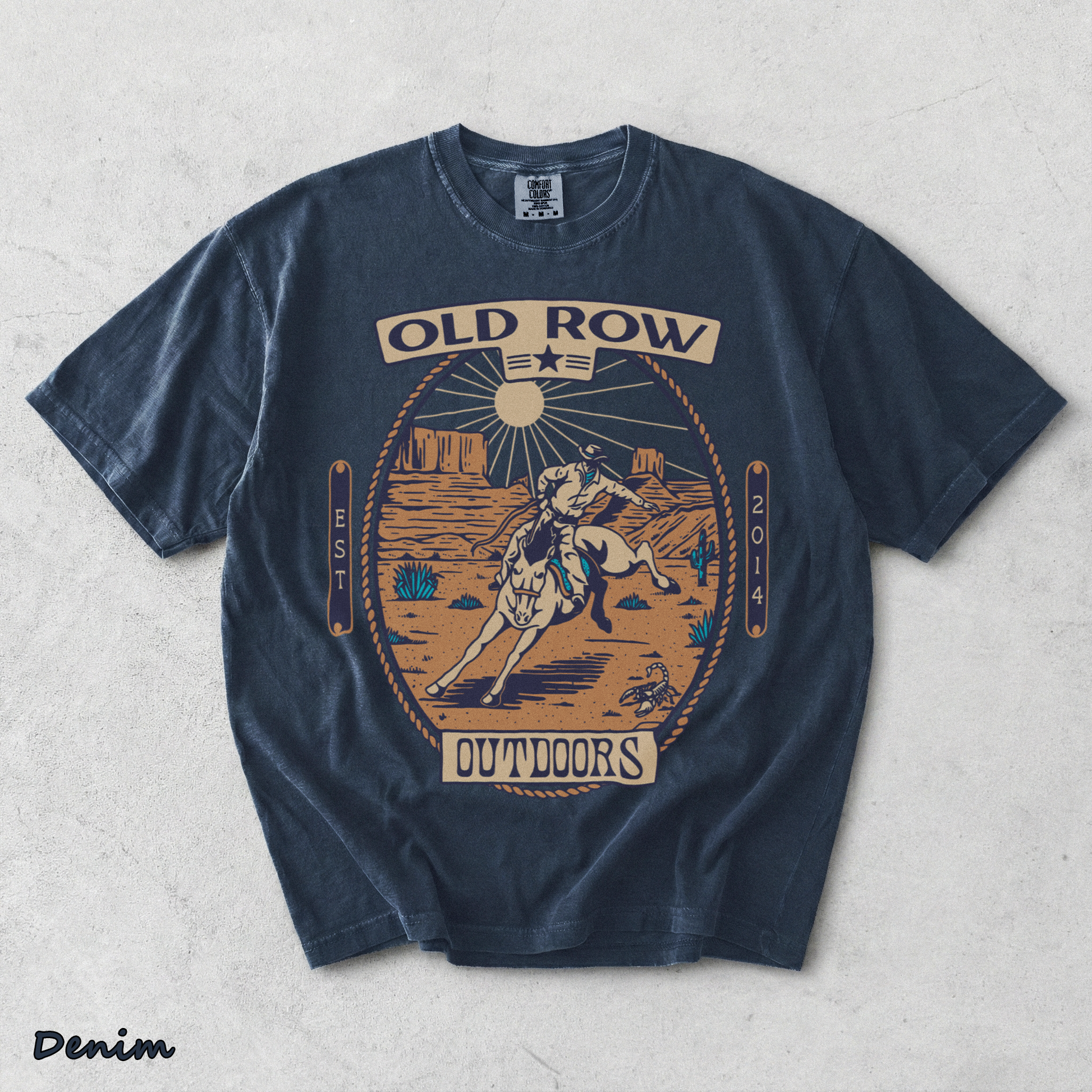 back Old Row Outdoors Cowboy Graphic Tee Old Row graphic t-shirt - Denim mockup