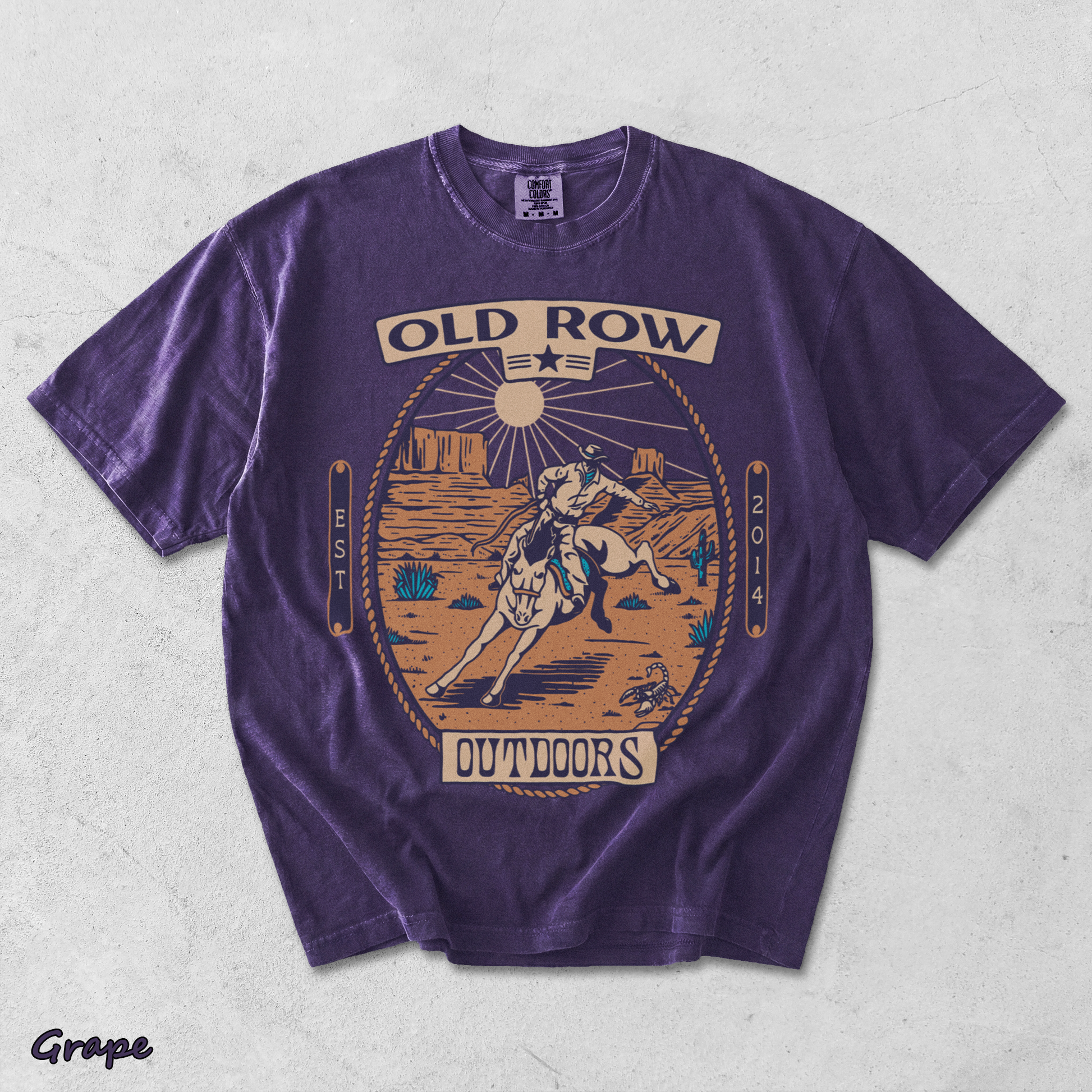 back Old Row Outdoors Cowboy Graphic Tee Old Row graphic t-shirt - Grape mockup