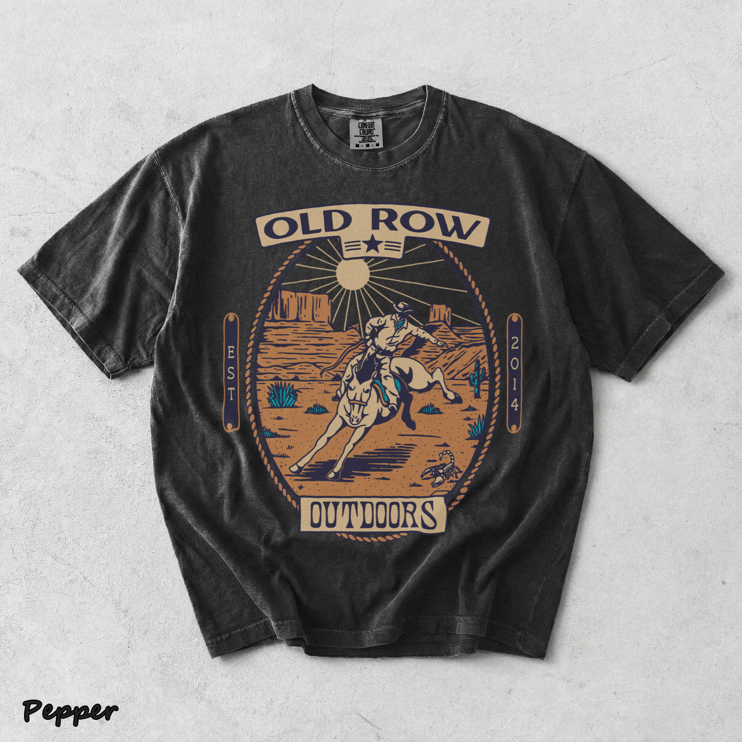 back Old Row Outdoors Cowboy Graphic Tee Old Row graphic t-shirt - Pepper mockup