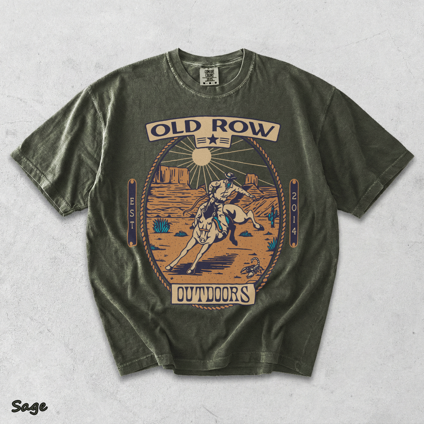 back Old Row Outdoors Cowboy Graphic Tee Old Row graphic t-shirt - Sage mockup