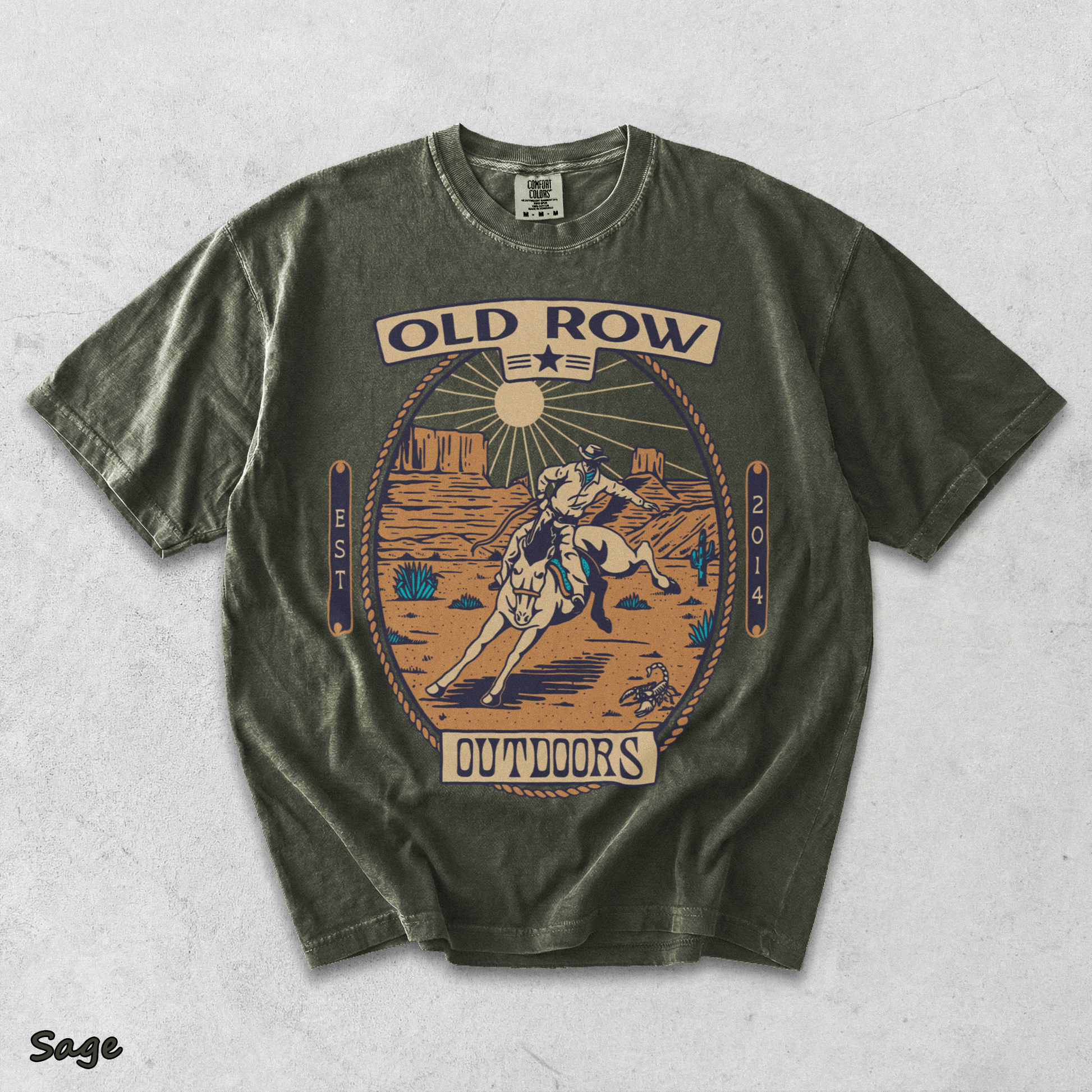 back Old Row Outdoors Cowboy Graphic Tee Old Row graphic t-shirt - Sage mockup