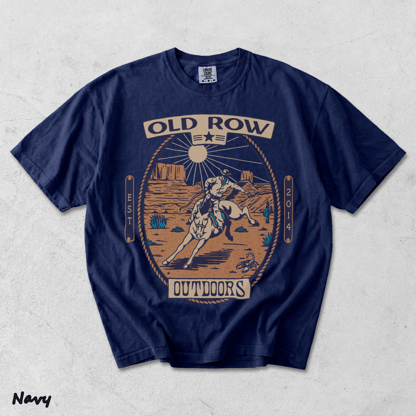 back Old Row Outdoors Cowboy Graphic Tee Old Row graphic t-shirt - True Navy mockup