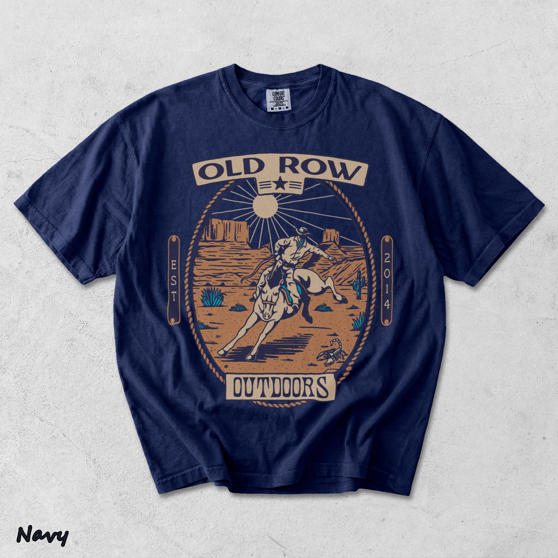 back Old Row Outdoors Cowboy Graphic Tee Old Row graphic t-shirt - True Navy mockup