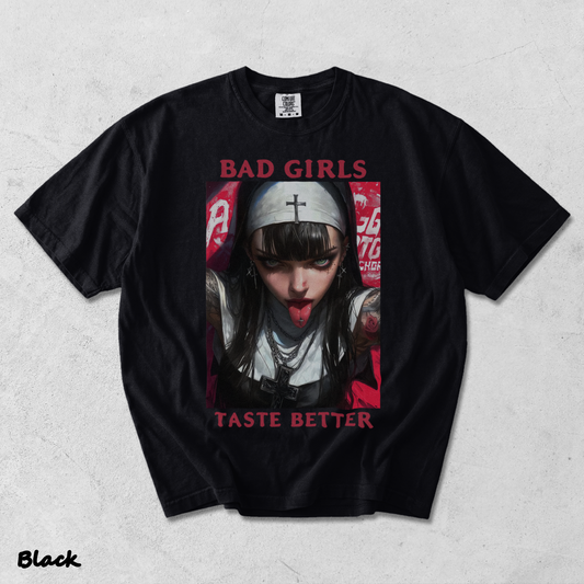 BAD GIRLS Taste Better Dirty Tattooed Nun - Black mockup