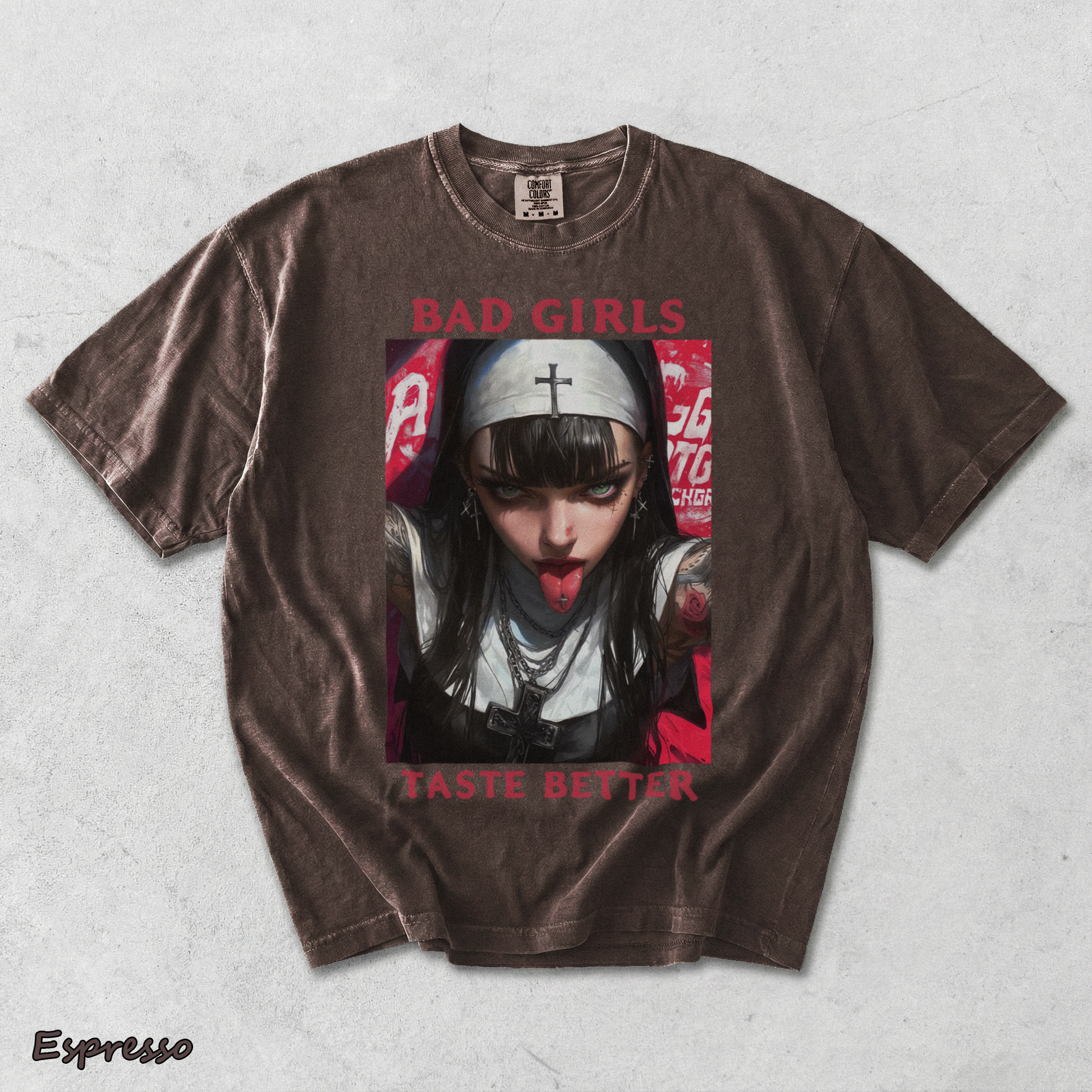 BAD GIRLS Taste Better Dirty Tattooed Nun - Espresso mockup