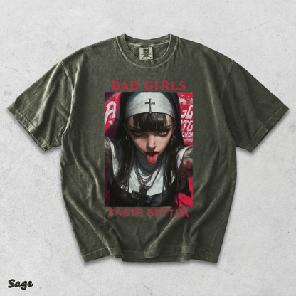 BAD GIRLS Taste Better Dirty Tattooed Nun - Sage mockup