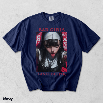BAD GIRLS Taste Better Dirty Tattooed Nun - True Navy mockup