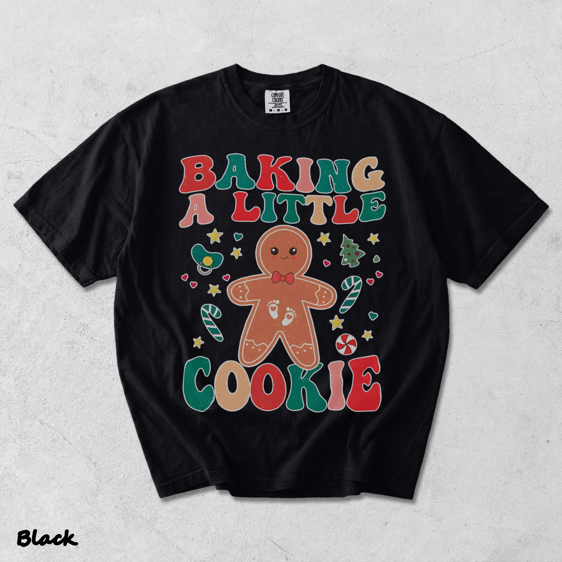Baking A Little Cookie Pregnancy Announcement Sweatshirt, - Black mockup