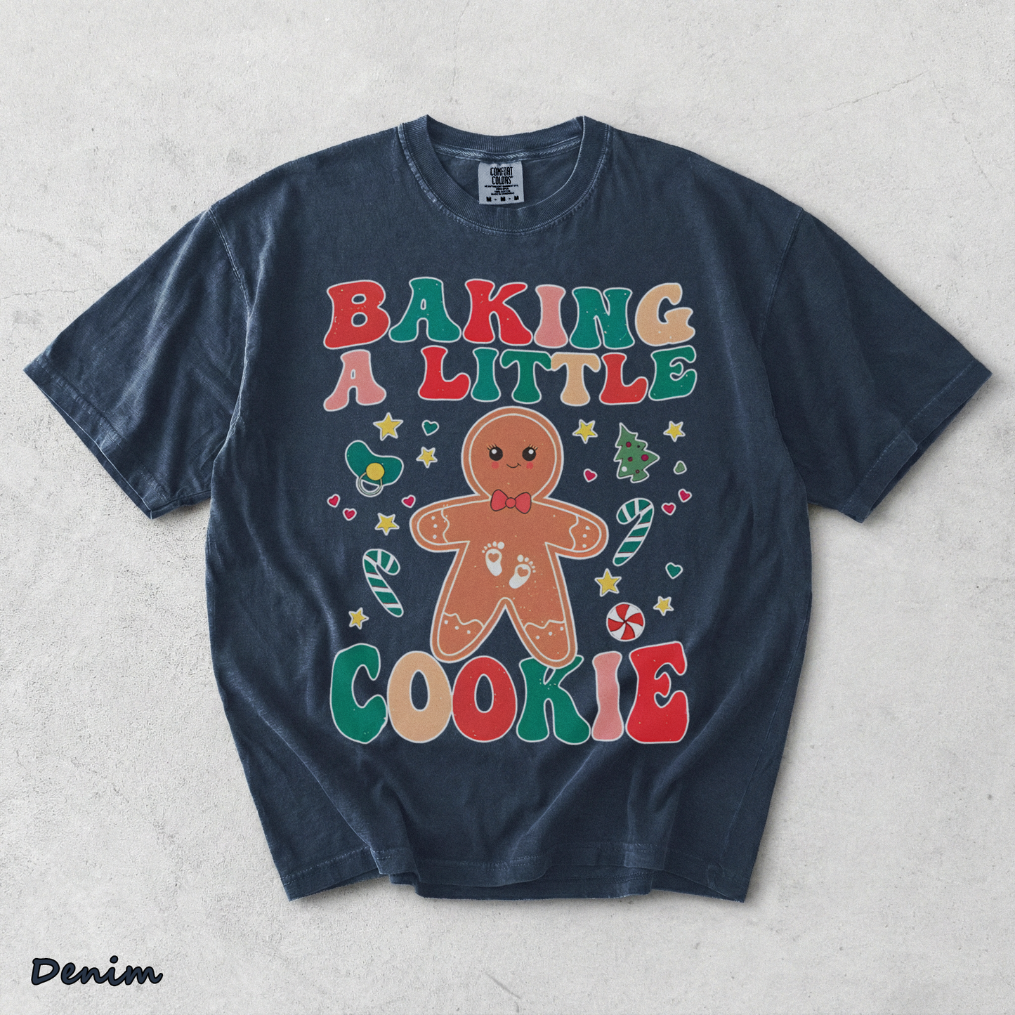 Baking A Little Cookie Pregnancy Announcement Sweatshirt, - Denim mockup