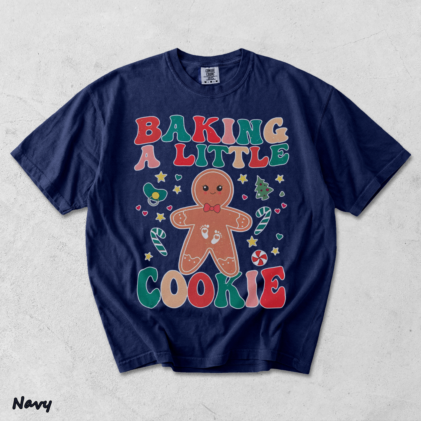 Baking A Little Cookie Pregnancy Announcement Sweatshirt, - True Navy mockup