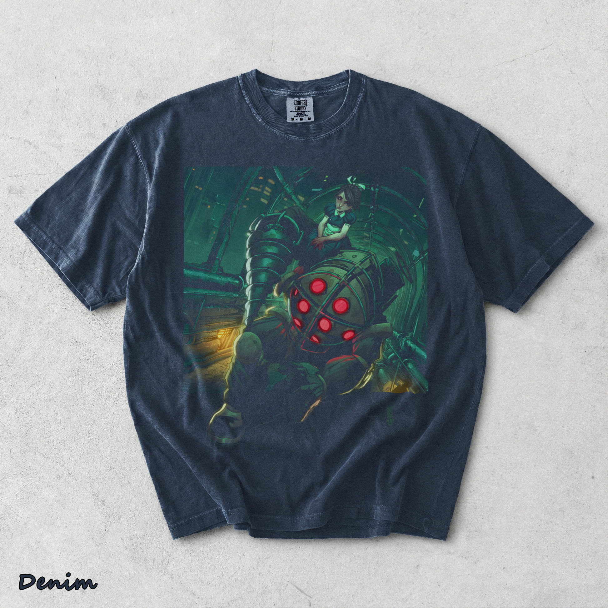 BioShock 2 12-14445-72516 Nemo back black - Denim mockup