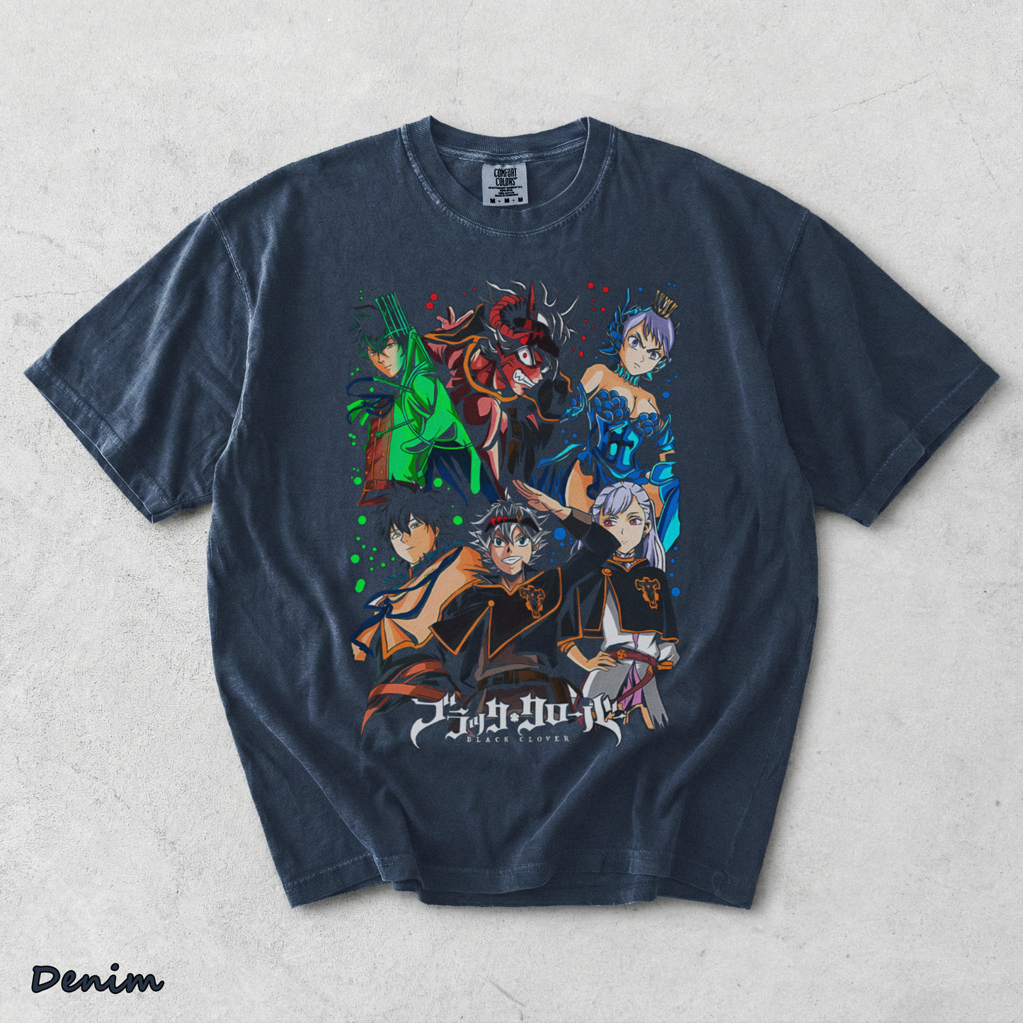 Black Clover Asta Yuno T-shirt - Denim mockup