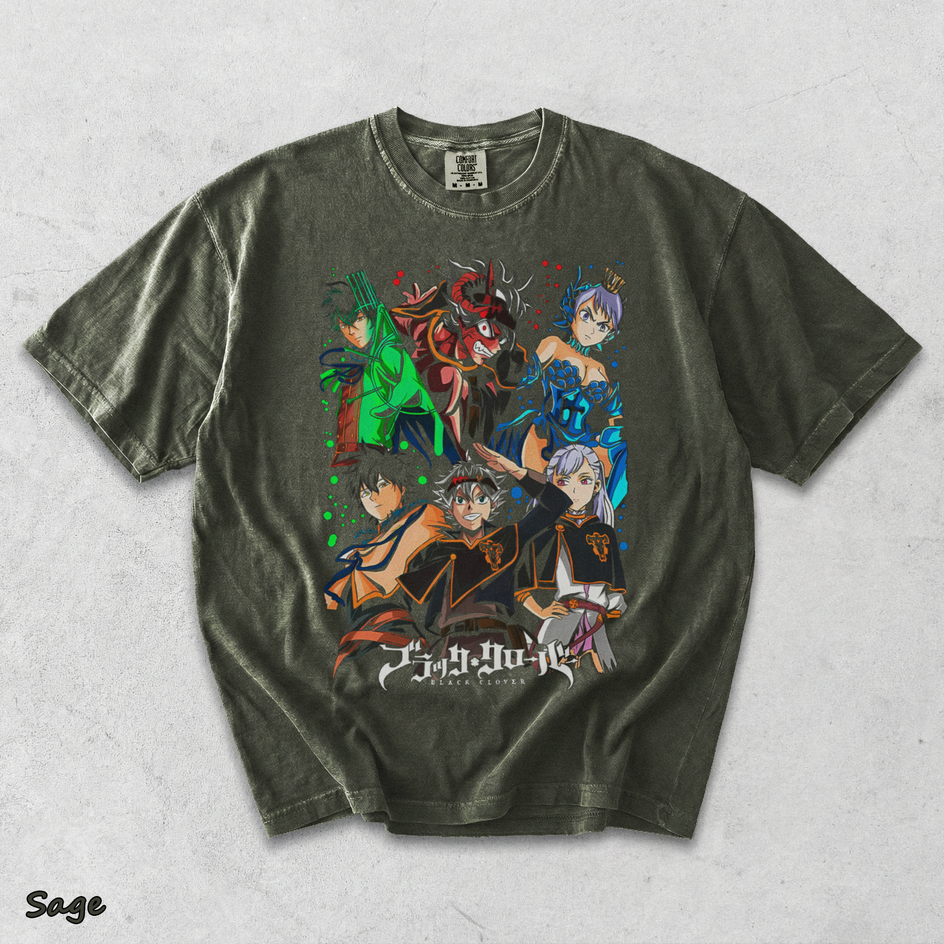 Black Clover Asta Yuno T-shirt - Sage mockup