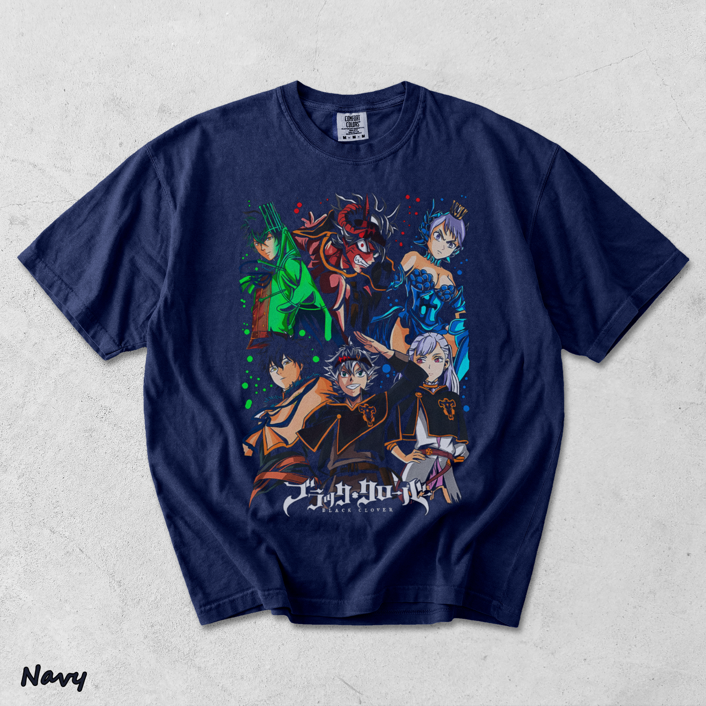 Black Clover Asta Yuno T-shirt - True Navy mockup