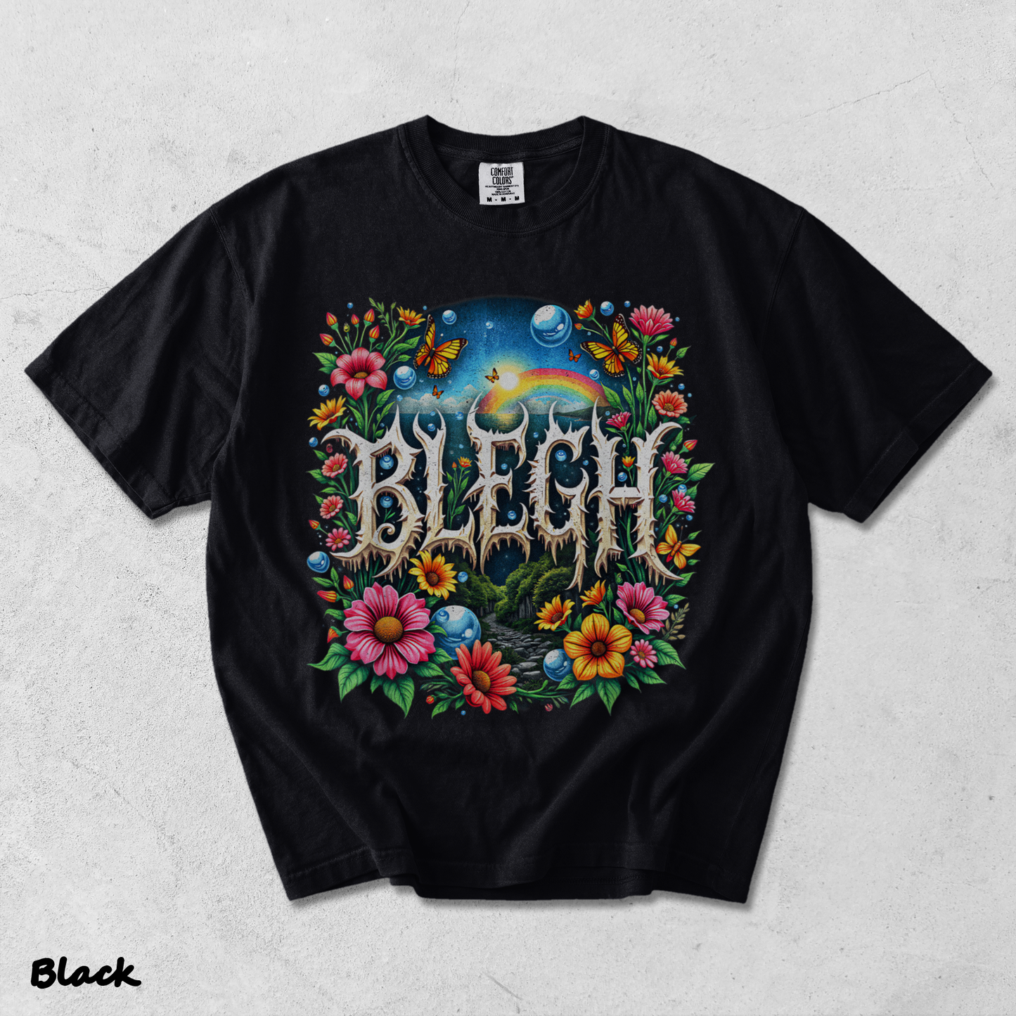 Blegh Floral Metal Aesthetic - Black mockup