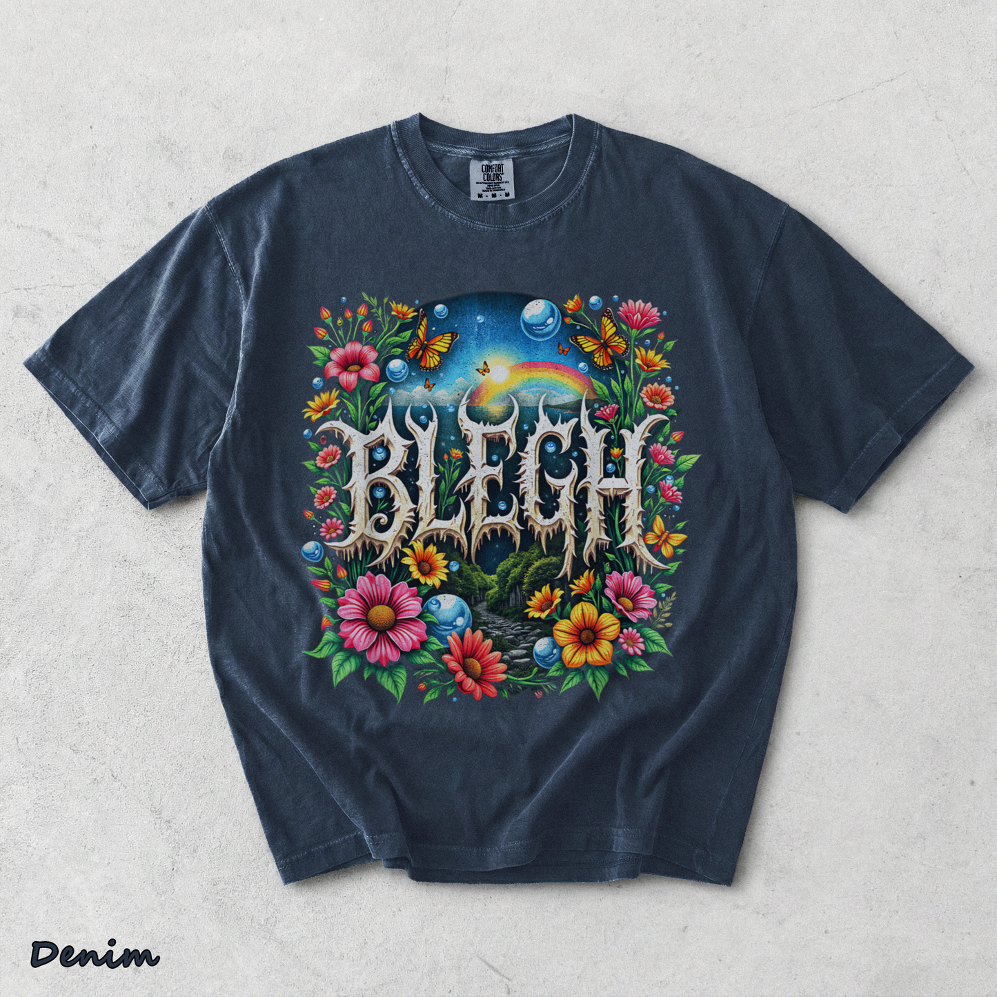 Blegh Floral Metal Aesthetic - Denim mockup