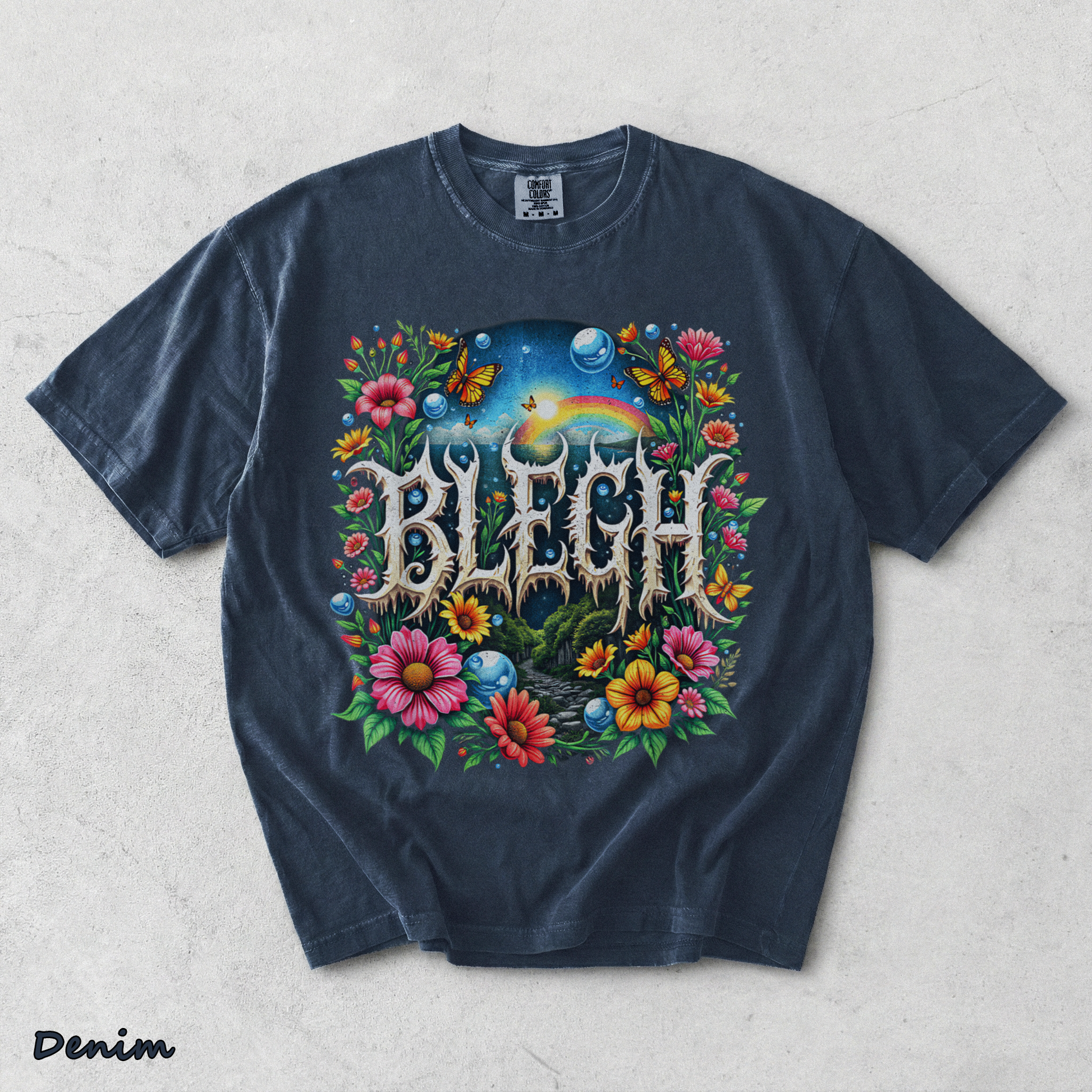 Blegh Floral Metal Aesthetic - Denim mockup