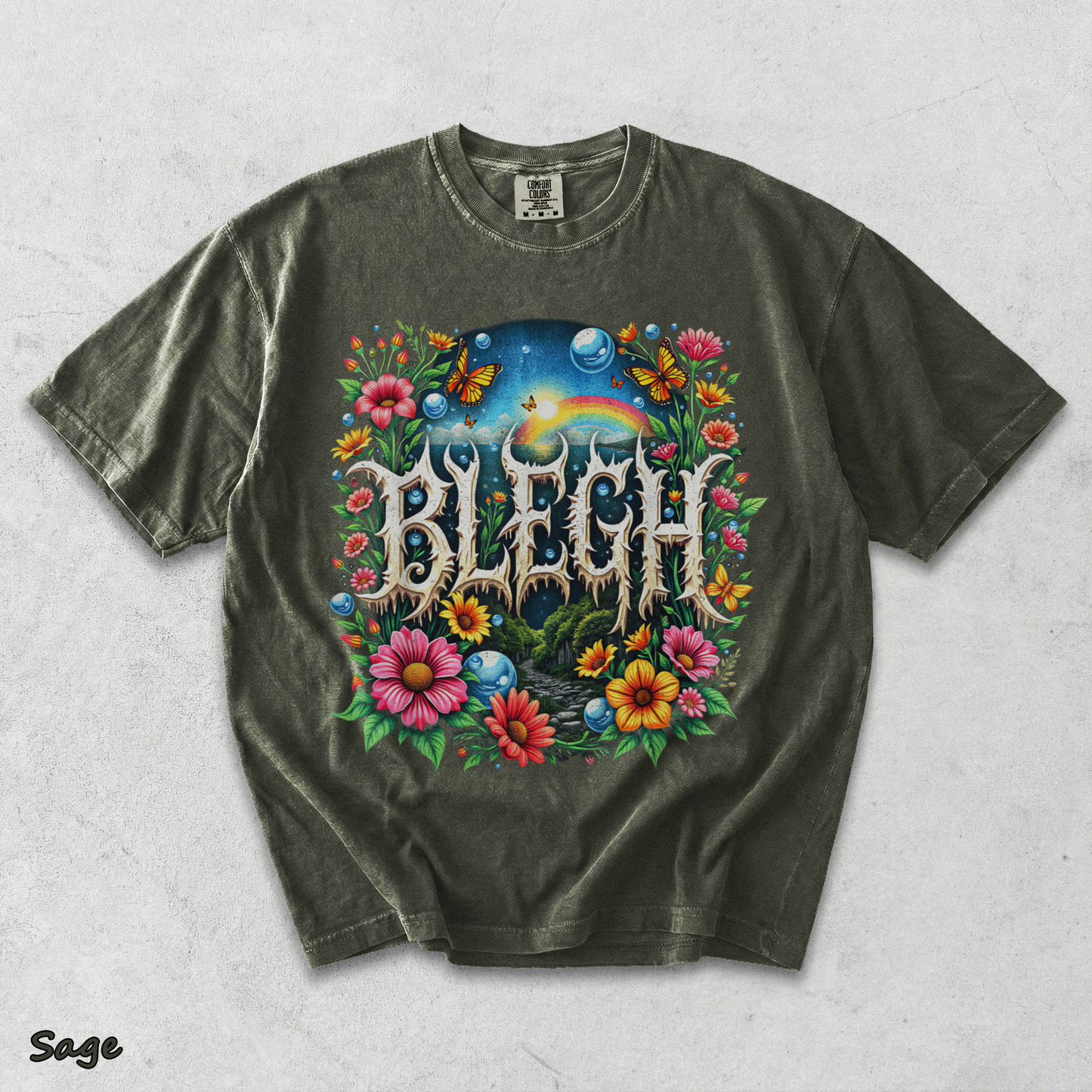 Blegh Floral Metal Aesthetic - Sage mockup