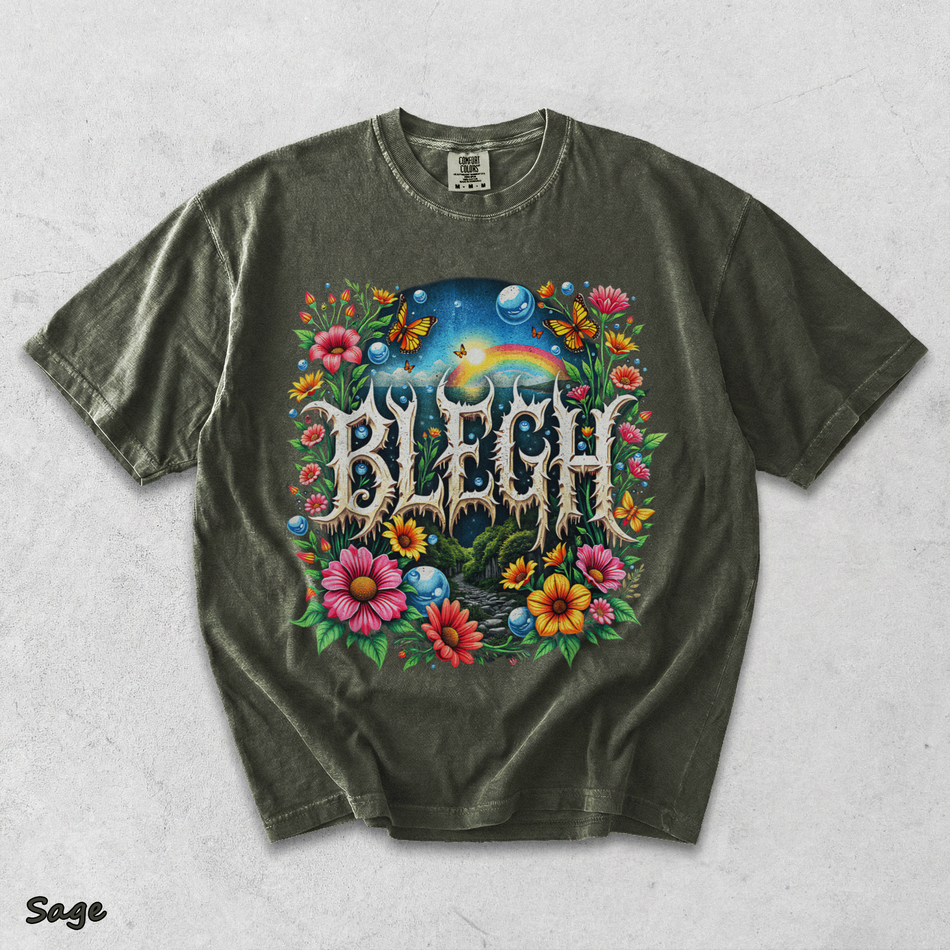 Blegh Floral Metal Aesthetic - Sage mockup