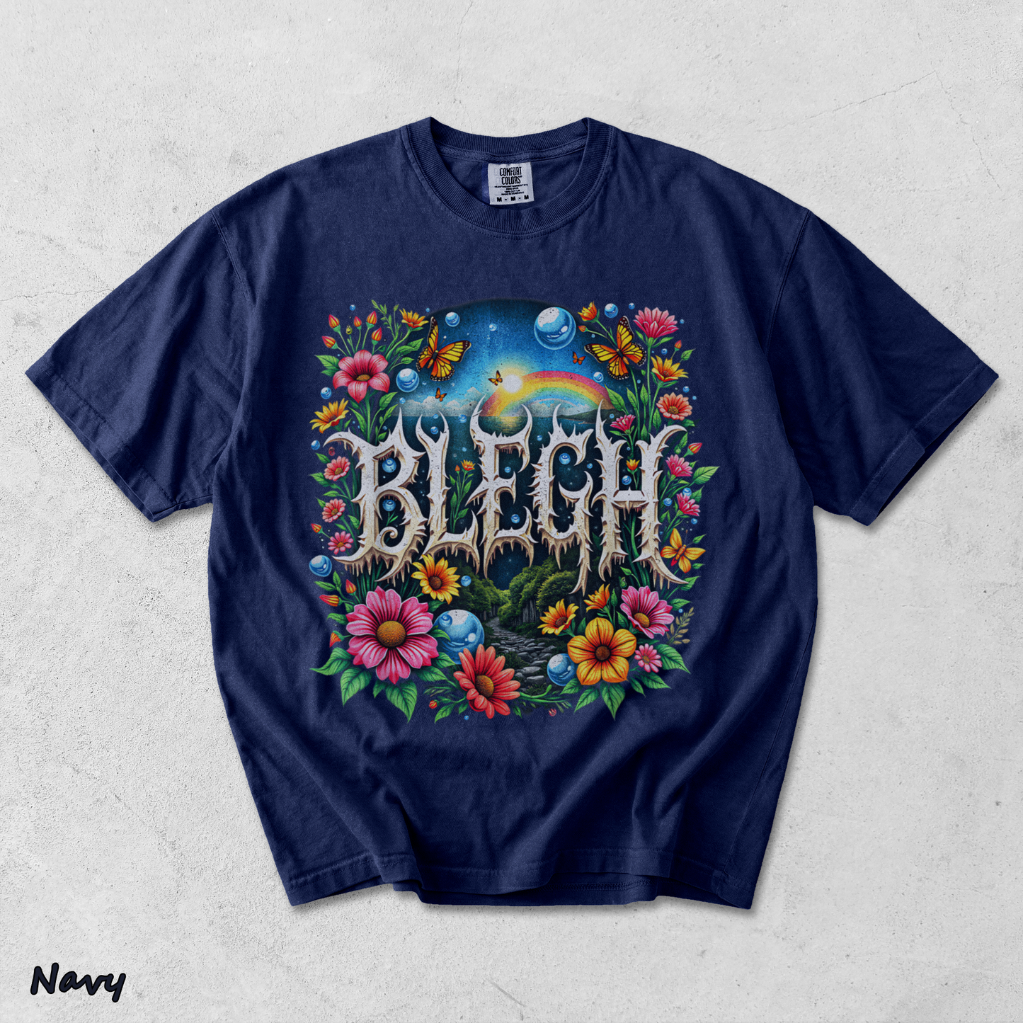 Blegh Floral Metal Aesthetic - True Navy mockup