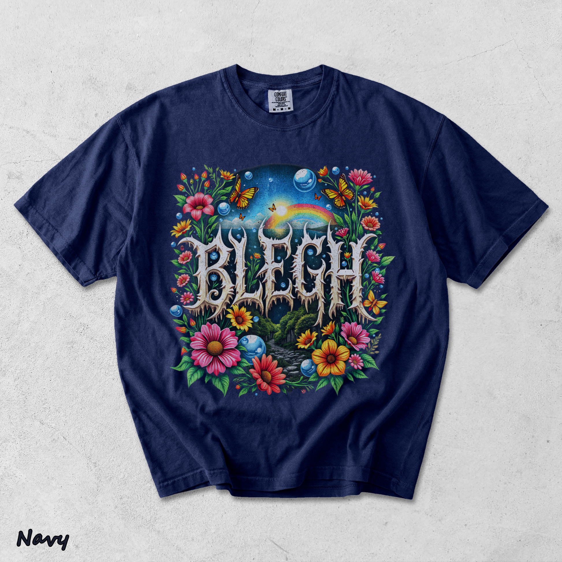 Blegh Floral Metal Aesthetic - True Navy mockup