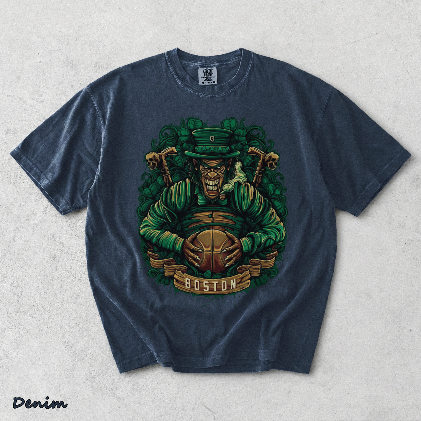 Boston Basketball Men's T-Shirt - Denim mockup