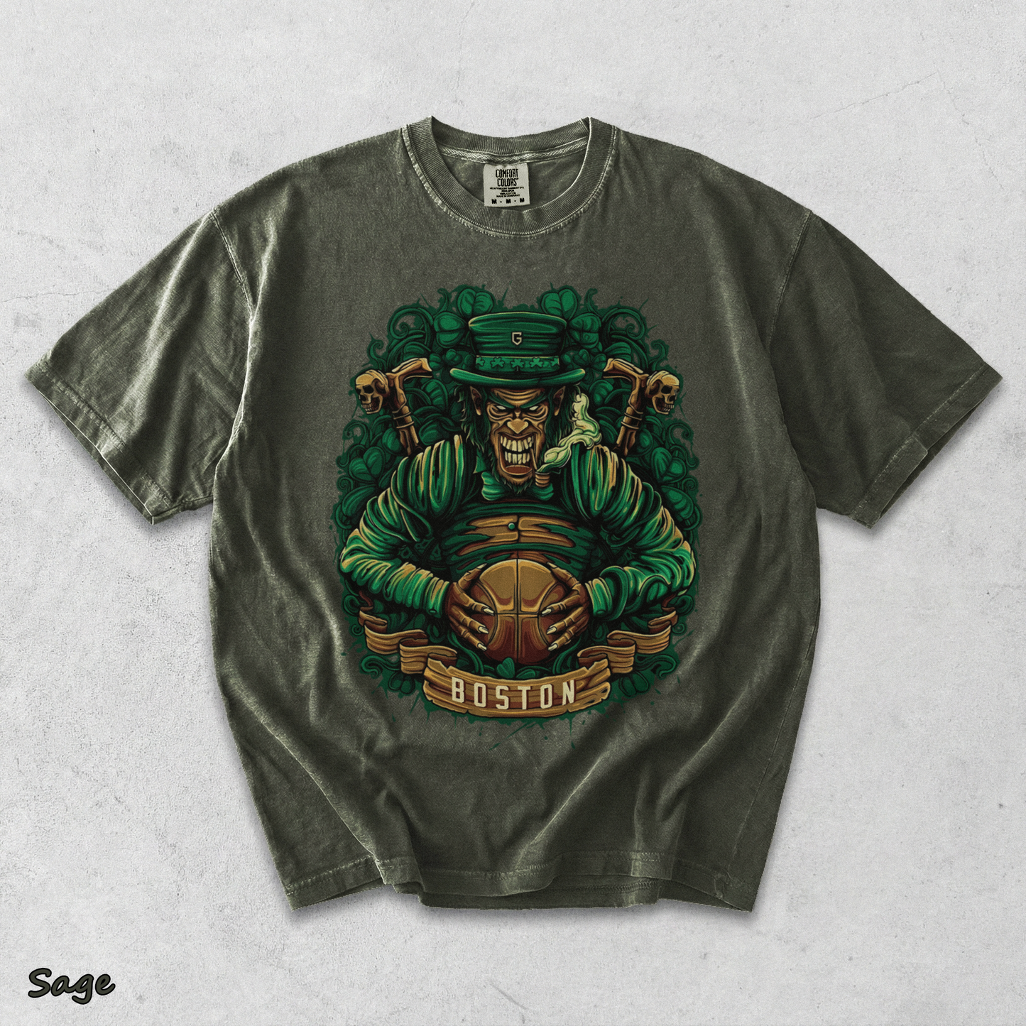 Boston Basketball Men's T-Shirt - Sage mockup