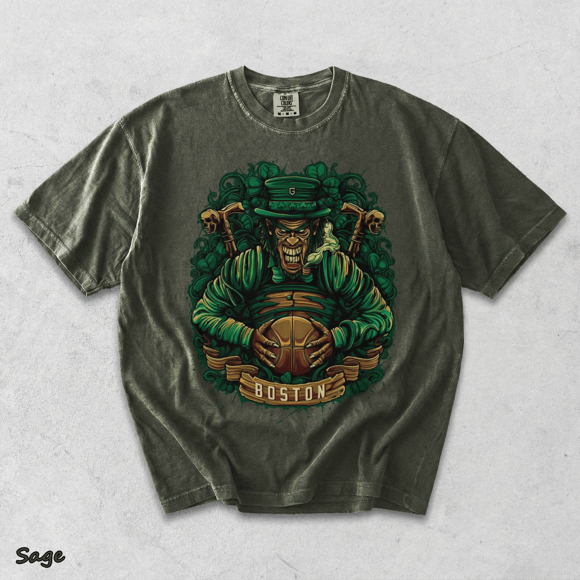 Boston Basketball Men's T-Shirt - Sage mockup