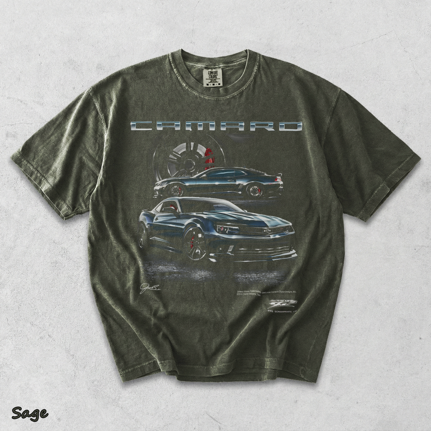 Camaro ZL1 5th Gen T-Shirt back - Sage mockup