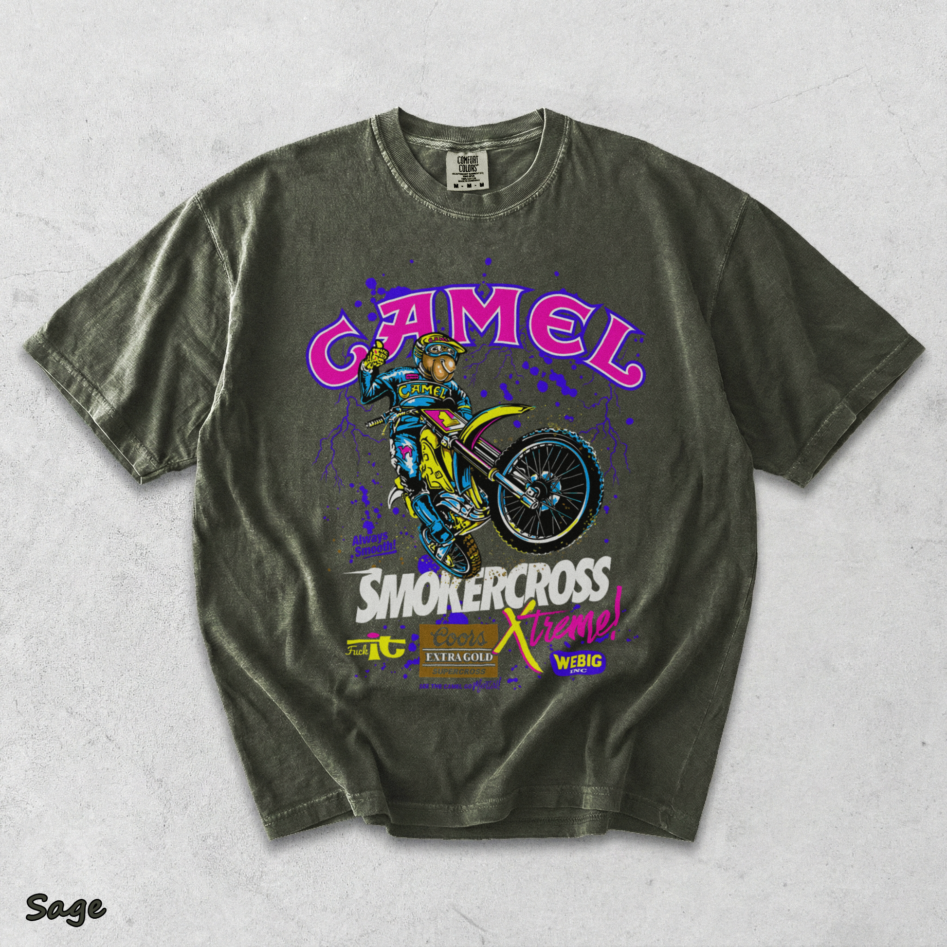 Camel Smokercross Motocross Back 2 - Sage mockup