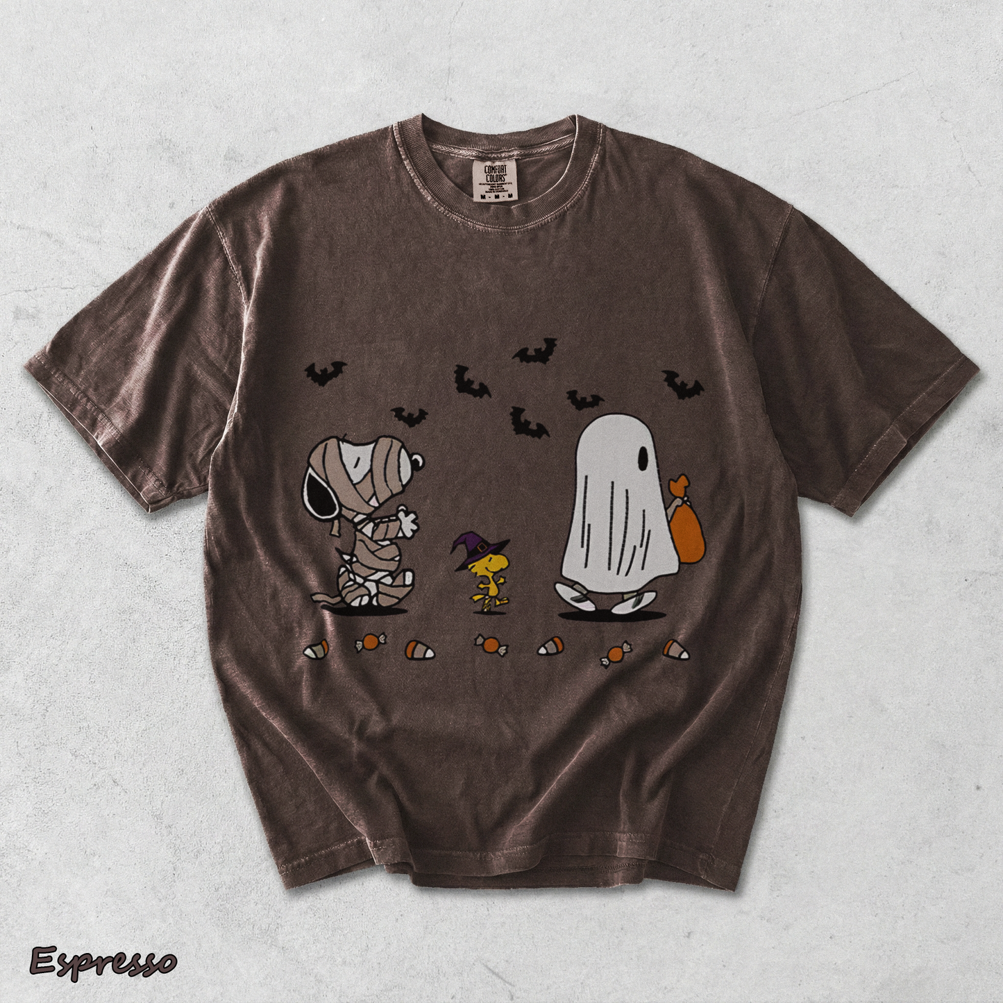 Cartoon Dog Embroidered Sweatshirt, Halloween Sweatshirt, Fall Sweatshirt - Espresso mockup