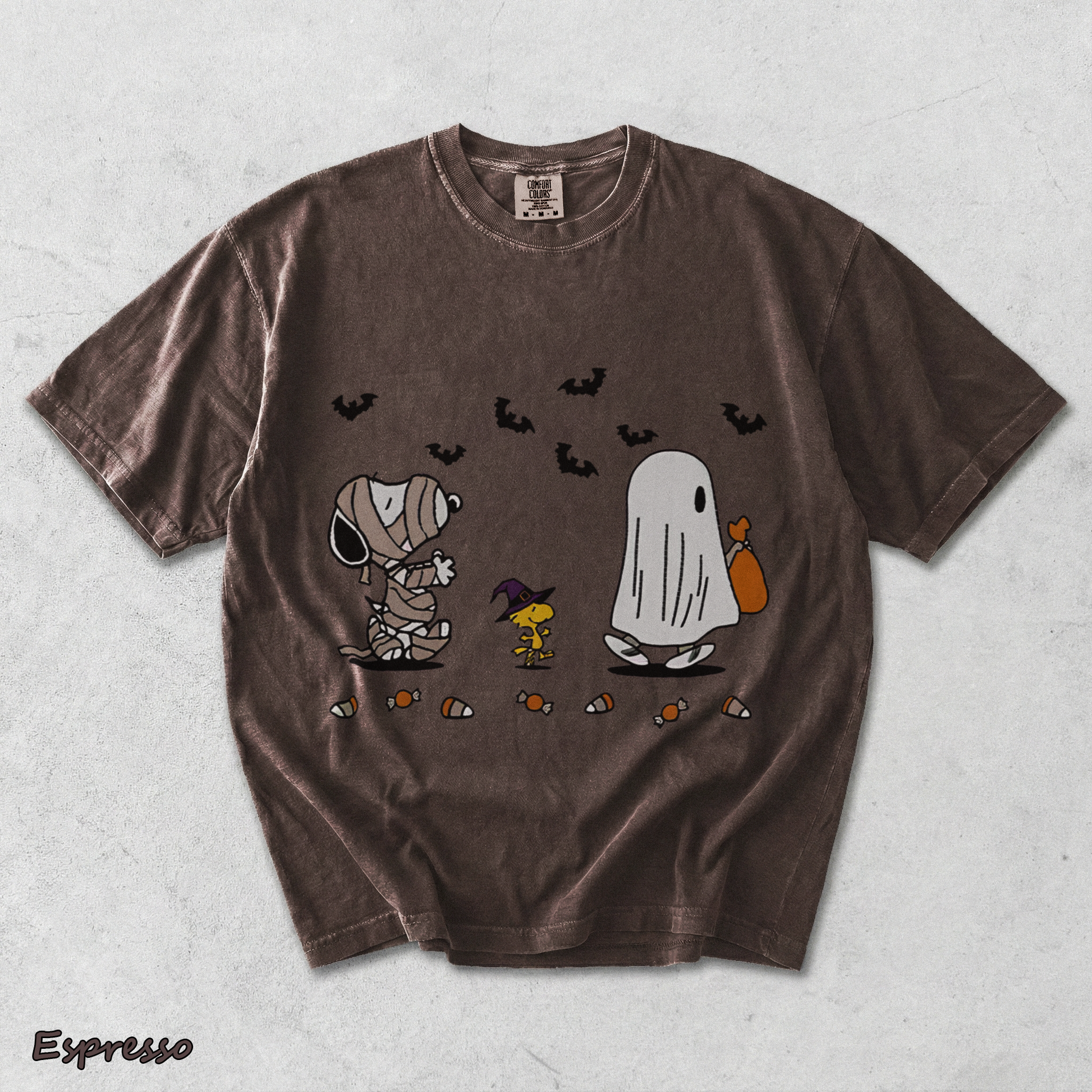 Cartoon Dog Embroidered Sweatshirt, Halloween Sweatshirt, Fall Sweatshirt - Espresso mockup