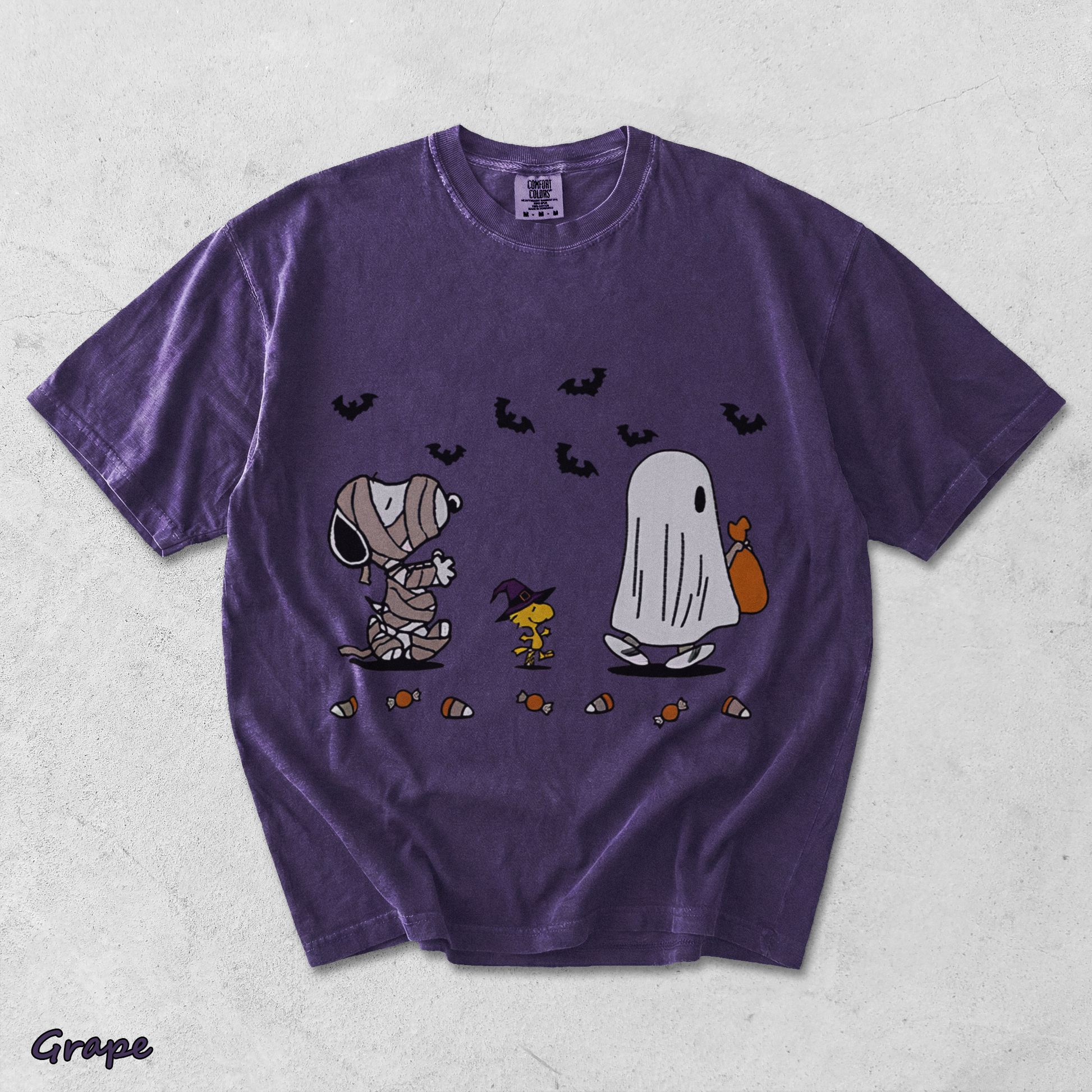 Cartoon Dog Embroidered Sweatshirt, Halloween Sweatshirt, Fall Sweatshirt - Grape mockup