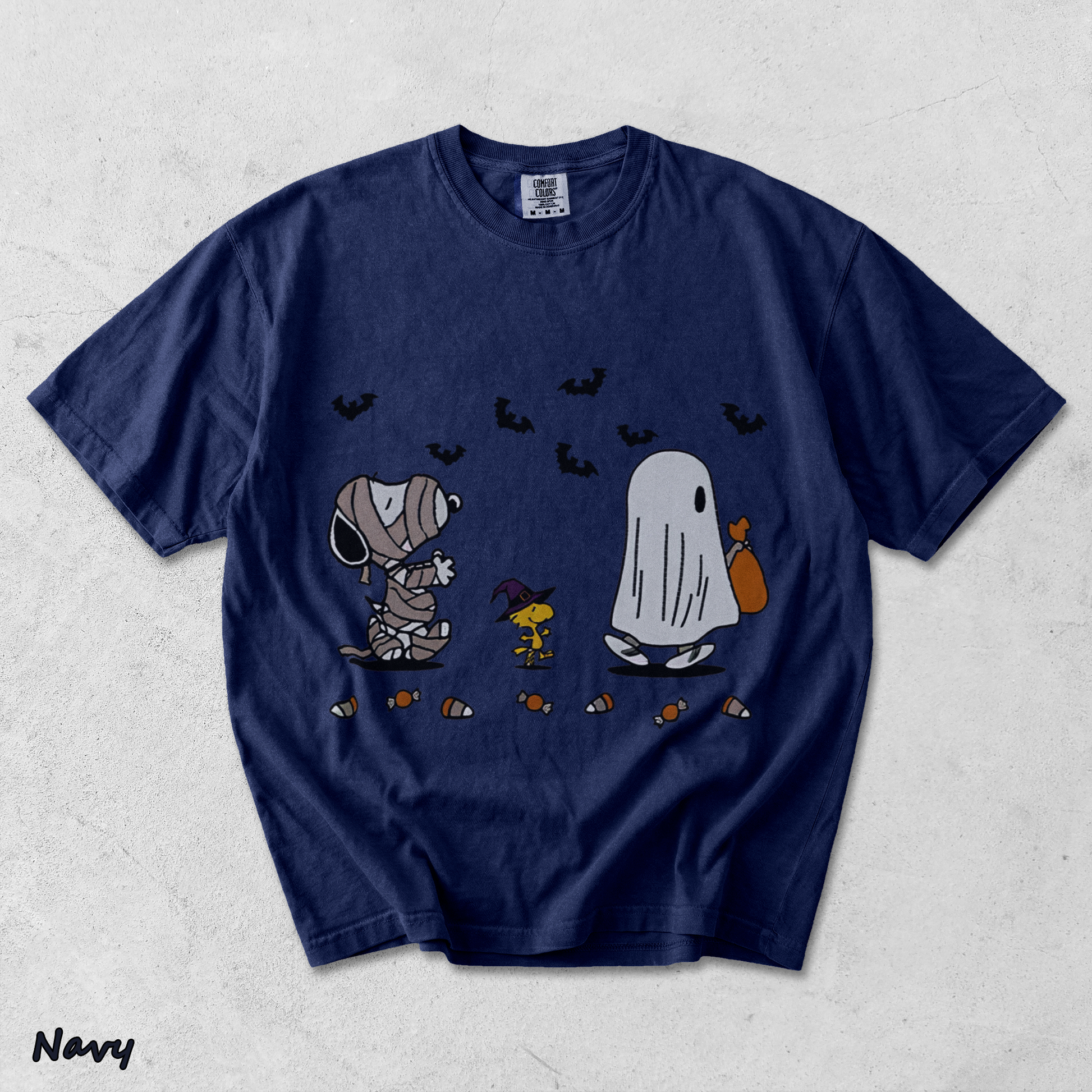 Cartoon Dog Embroidered Sweatshirt, Halloween Sweatshirt, Fall Sweatshirt - True Navy mockup