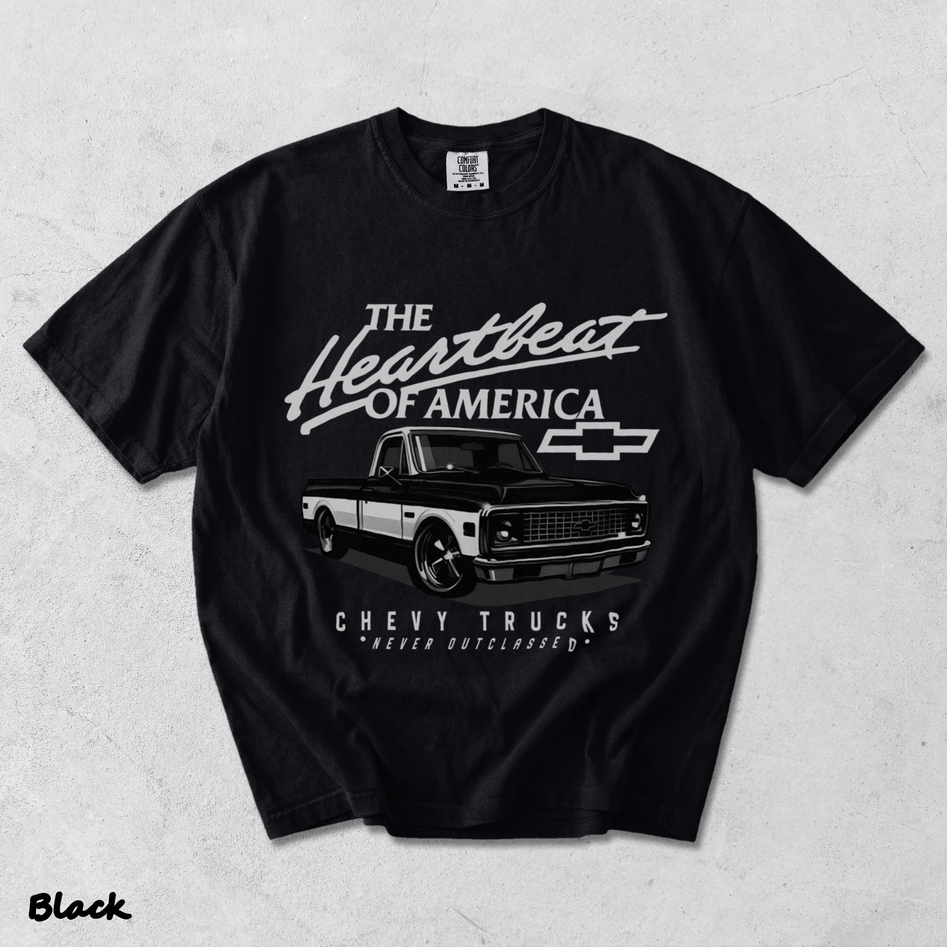 Chevy Trucks Never Outclassed Heartbeat of America - Black mockup