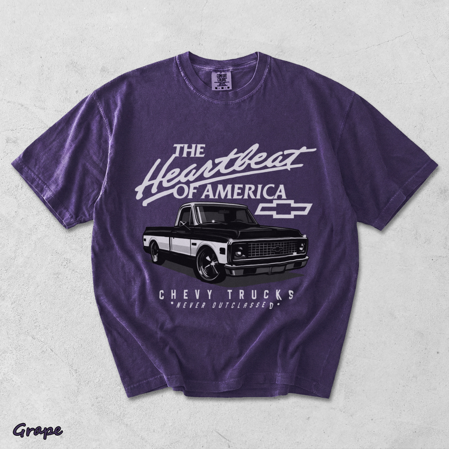 Chevy Trucks Never Outclassed Heartbeat of America - Grape mockup