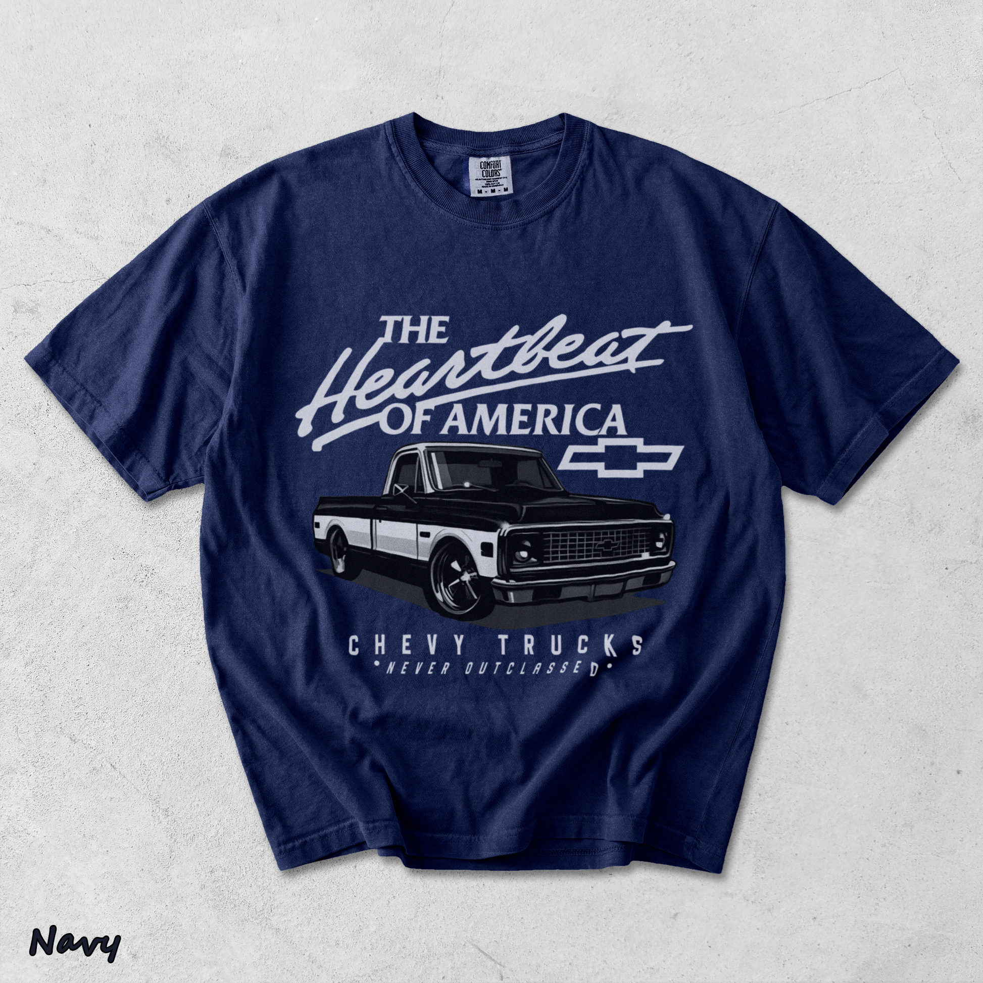Chevy Trucks Never Outclassed Heartbeat of America - True Navy mockup
