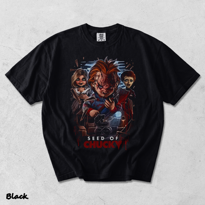 Chucky Tiffany Glen Creepy Doll Family Vintage Horror Halloween Fan Tee - Black mockup